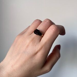 NWT 10K Gold Smoky Quartz 3 Stones Ring